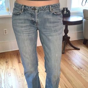 Vintage Bartack faded button fly blue jeans